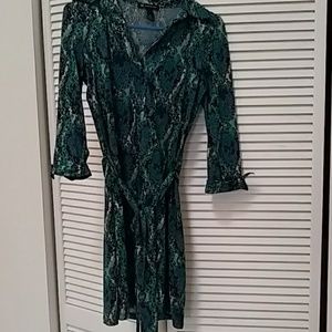 Pyton print stylish dress with belt size m